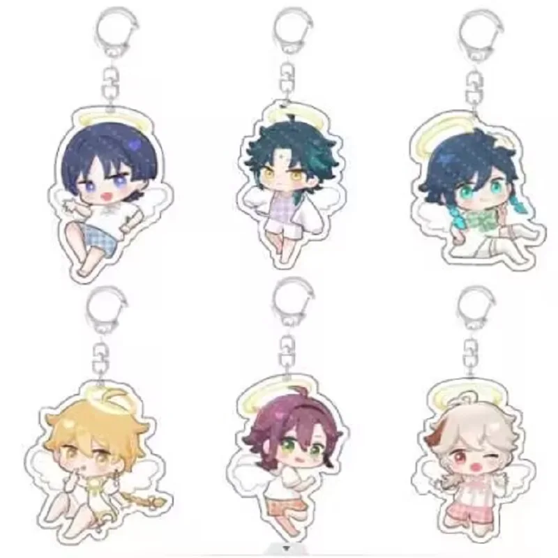 

Anime Genshin Impact Cosplay Venti Keychain Angel Series Acrylic Cute Figure Xiao Key Chains Bag Keyrings Game Gift For Friend