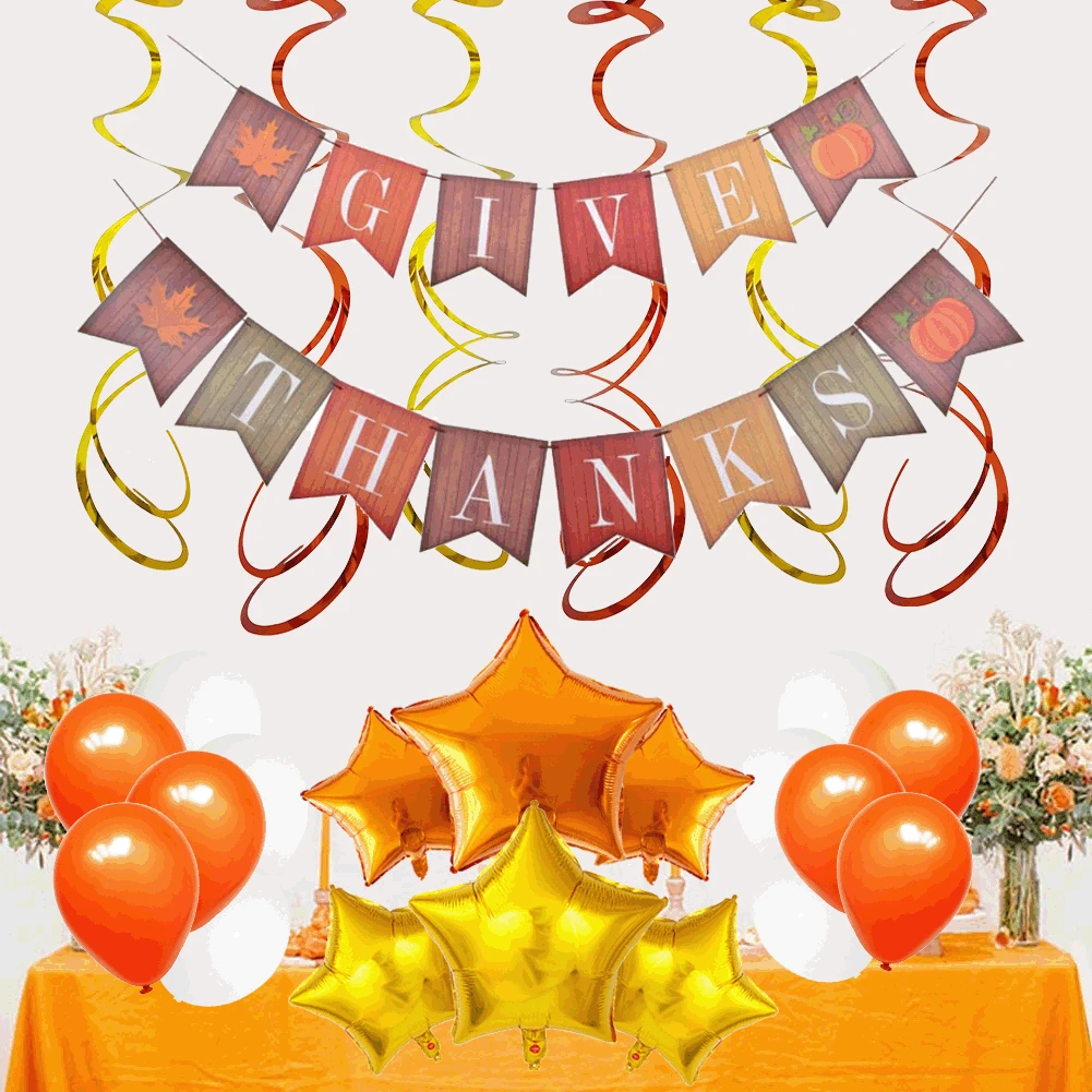 

Thanksgiving Balloon Set Thanksgiving party decorations new Thanksgiving flag banner decoration supplies
