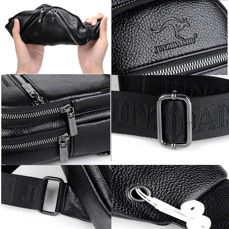 Мужская Повседневная деловая сумка через плечо из искусственной кожи с USB для