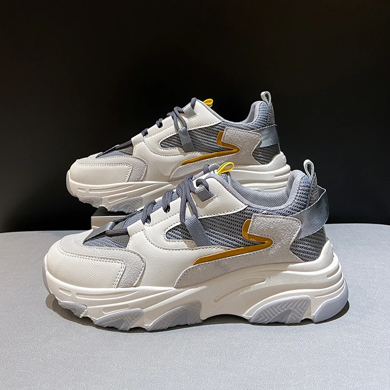 

Fashion Women Sneakers Platform Chunky Fashion Mesh Casual Shoes Comfortable Thick Sole Ladies Lace Up Running Shoes Female