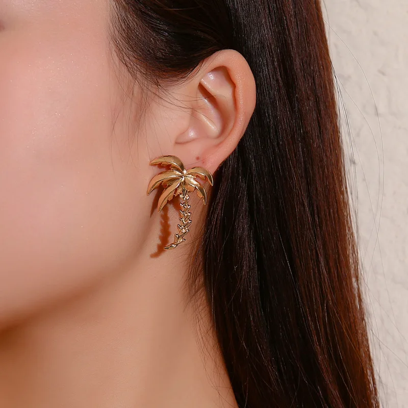 

European And American Hot Selling Earrings Temperament Tropical Coconut Tree Earrings Creative Summer Beach Style Accessories