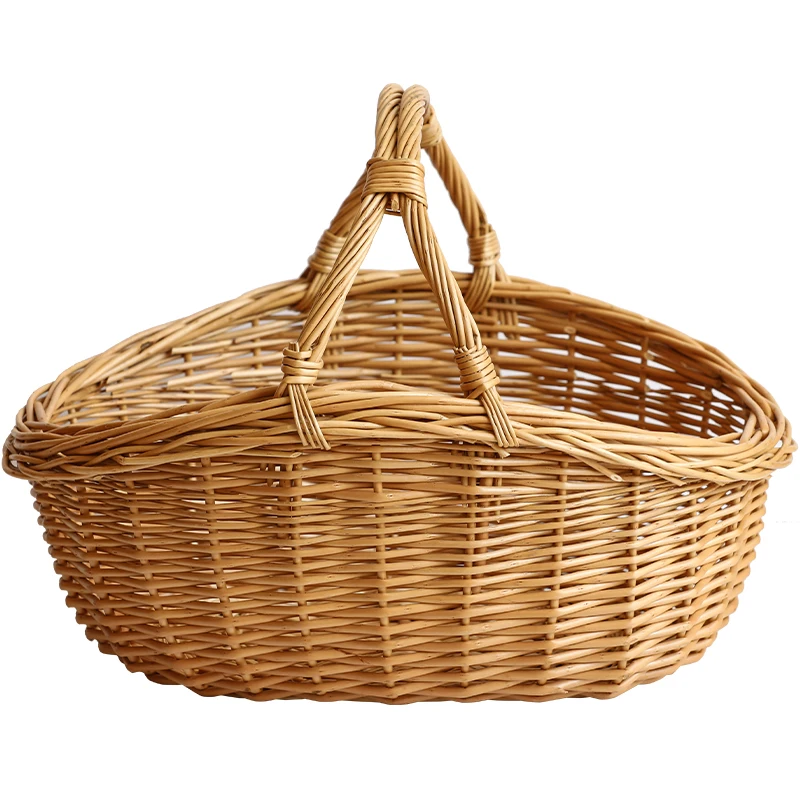 

Willow Supermarket Display Kindergarten Hand-woven Fruit Snack Storage Basket