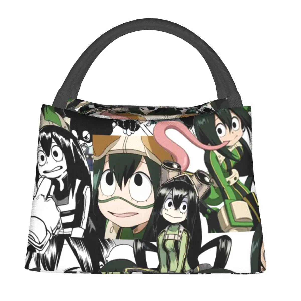 

FROPPY Tsuyu Asui COLLAGE Lunch Bag My Hero Academia Casual Lunch Box Picnic Portable Cooler Bag Oxford Print Thermal Lunch Bags
