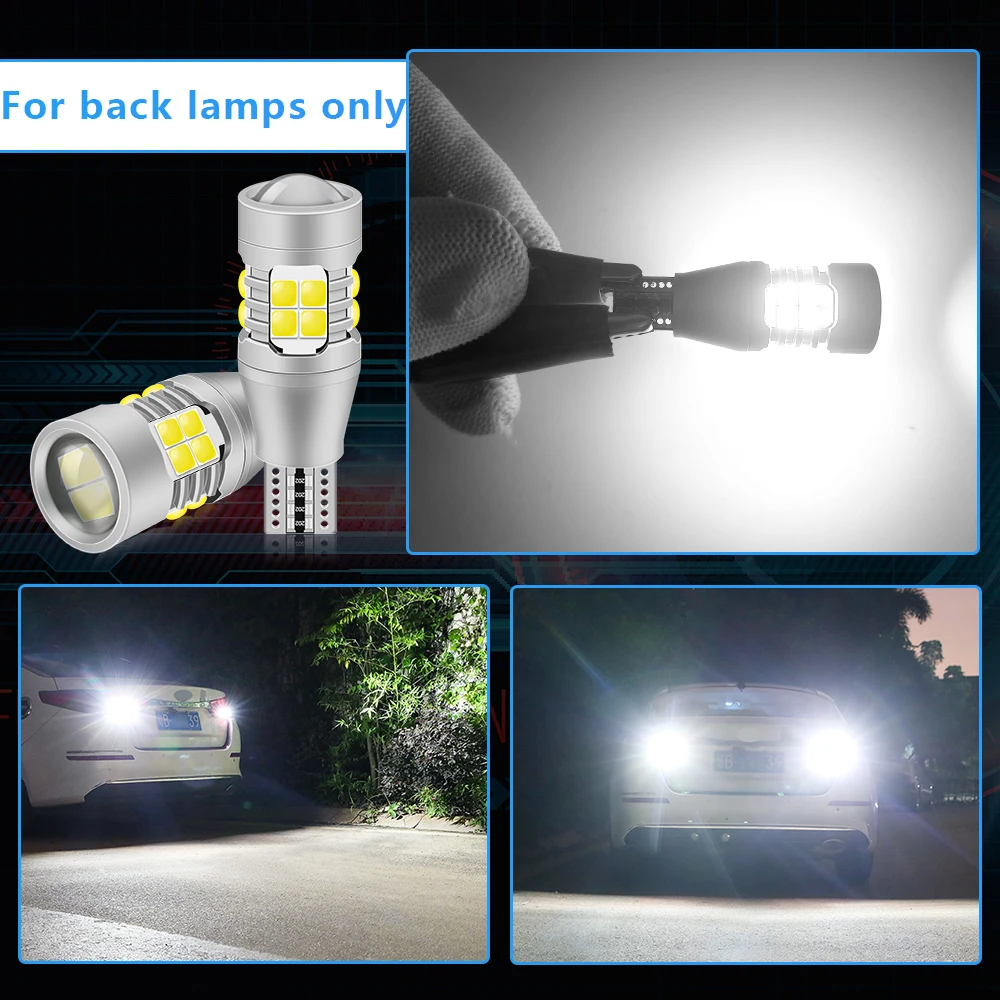 Автомобильная светодиодная лампа Fenikso T15/W16W рулевое управление с линзой Canbus белая