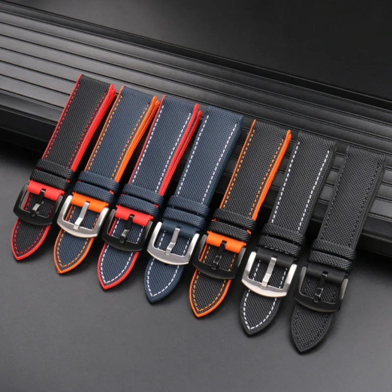 

20mm 22mm Nylon Rubber Watch Band Suitable For Omega Seahorse Pilot Seiko Watch Replacement Bracelet Strap Wristband Accessories