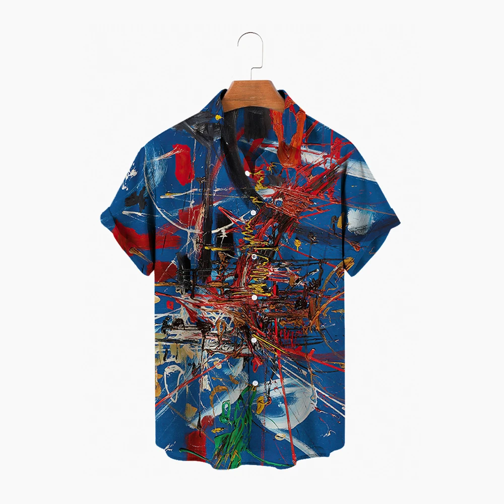 

Men's Hawaiian Shirt Street Graffiti Print Collar Short Sleeve Shirt