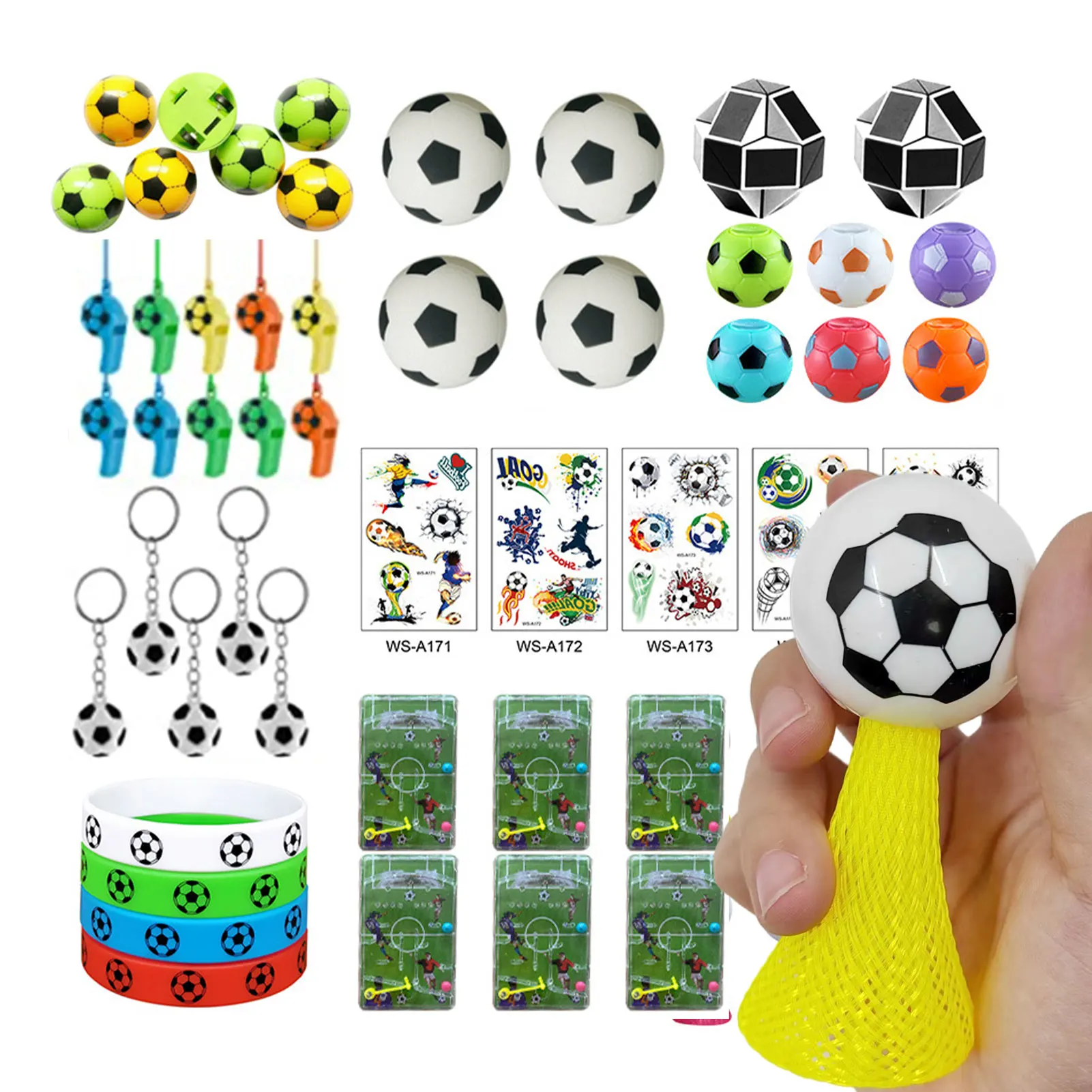 

51pcs Party Supplies For 2022 Qatar World Soccer Cup DIY Hand Ball Football Ball For Kids Whistle Key Chain Sticker Random Color