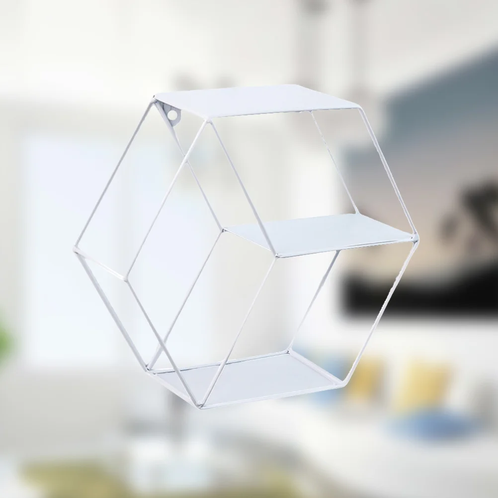

Hexagon Storage Rack Double-layer Shelf Wall Hanging Decor Metal Flower Pot Stand Shelves