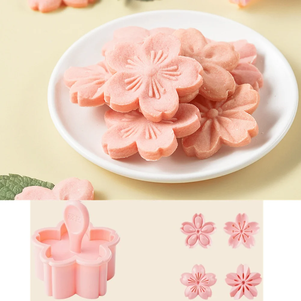 

1 set Sakura Cookie Mold Stamp Biscuit Mold Cutter Pink Cherry Blossom Mold Flower Charm DIY Floral Mold Fondant Baking Tool