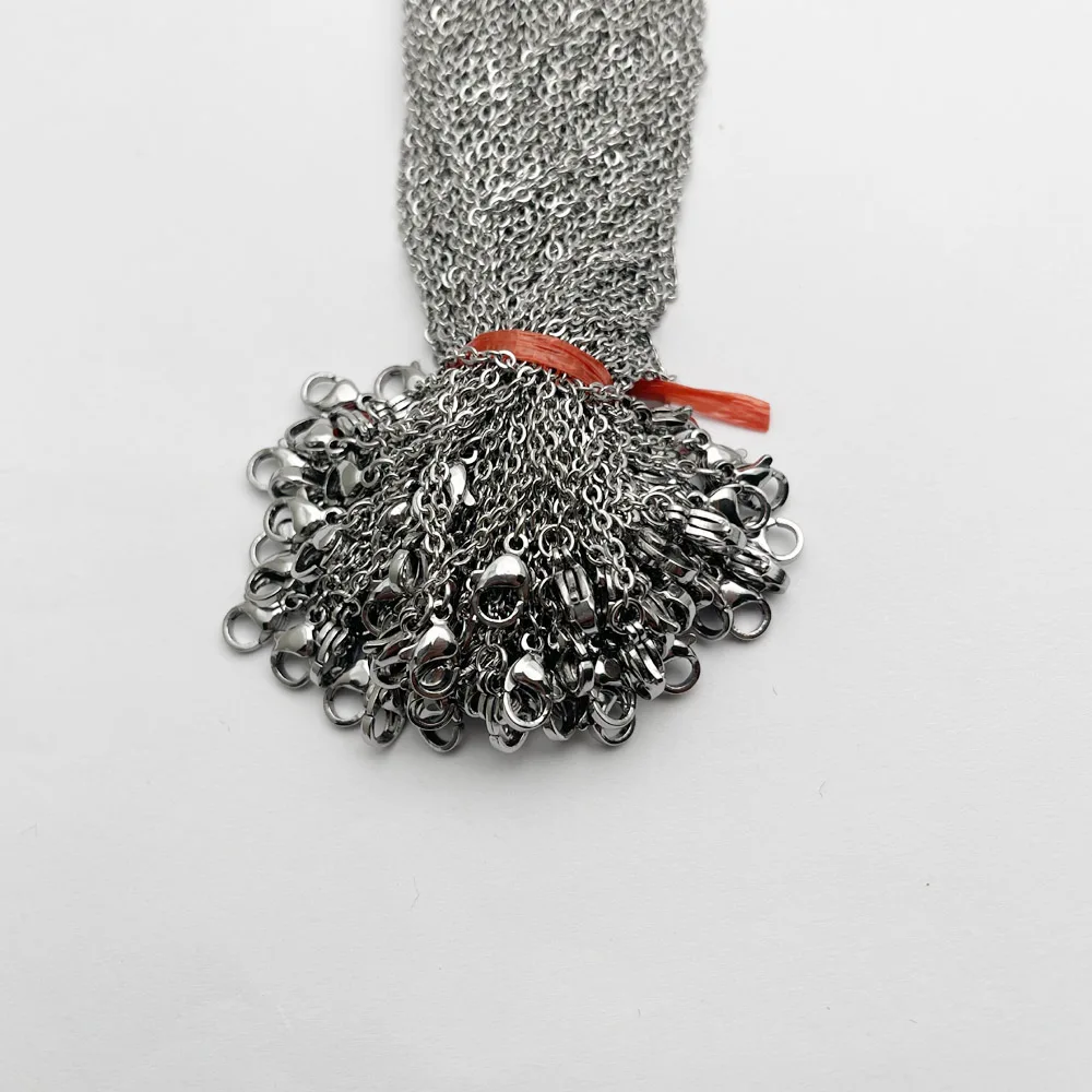 fashion Wholesale Good quality 2MM 55cm jewelry stainless steel cords chain Necklace lanyard pendant clasp lobster clasp 100pc