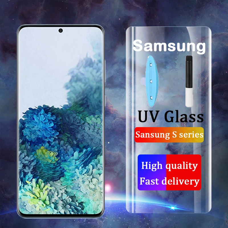 

VALAM UV Glue Tempered Glass For Samsung Galaxy S9 S8 S10 S20 S21 Plus Ultra Screen Protector For Samsung Note 8 9 10 Plus Glass
