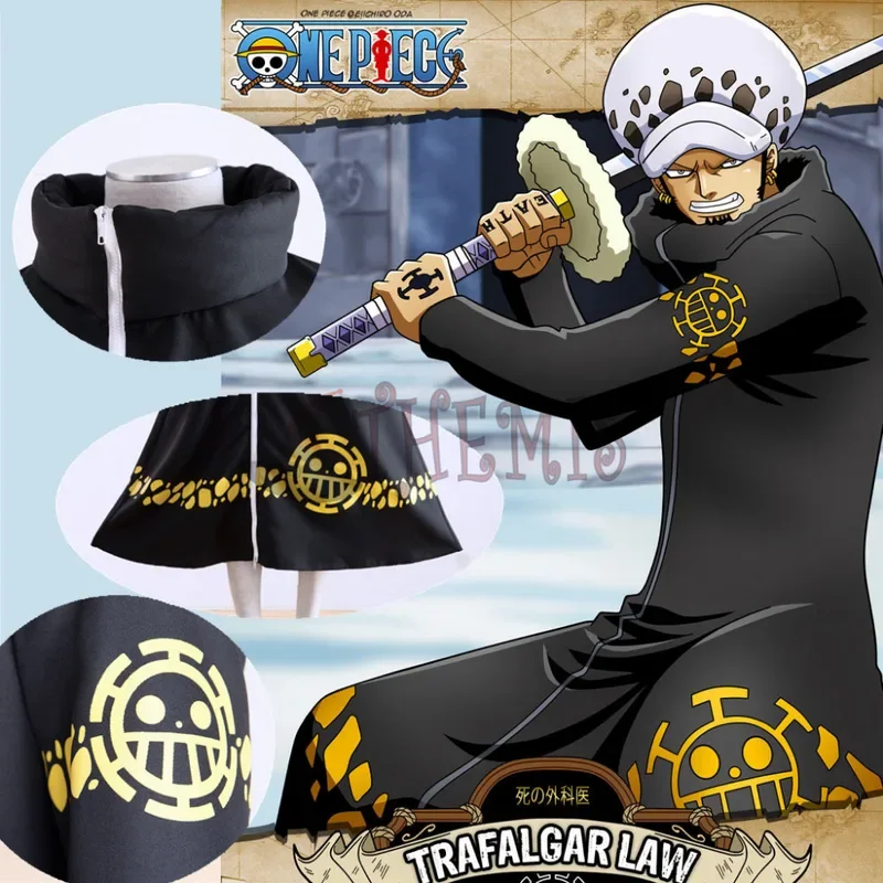 Athemis ONE PIECE Trafalgar Law (Trafalgar D Water Law) длинное пальто куртка Косплей Костюм для детей