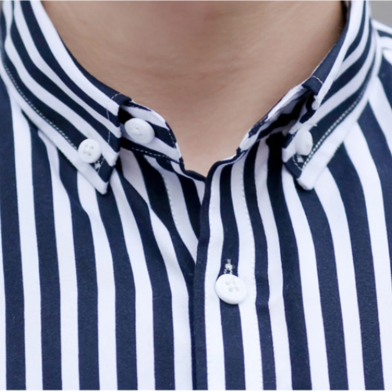 Рубашка мужская с рукавом 3/4 и отложным воротником в полоску |