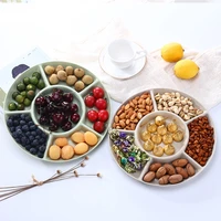 6 compartment round food storage tray dried fruit snack plate appetizer serving platter for kitchen party candy pastry nuts dish