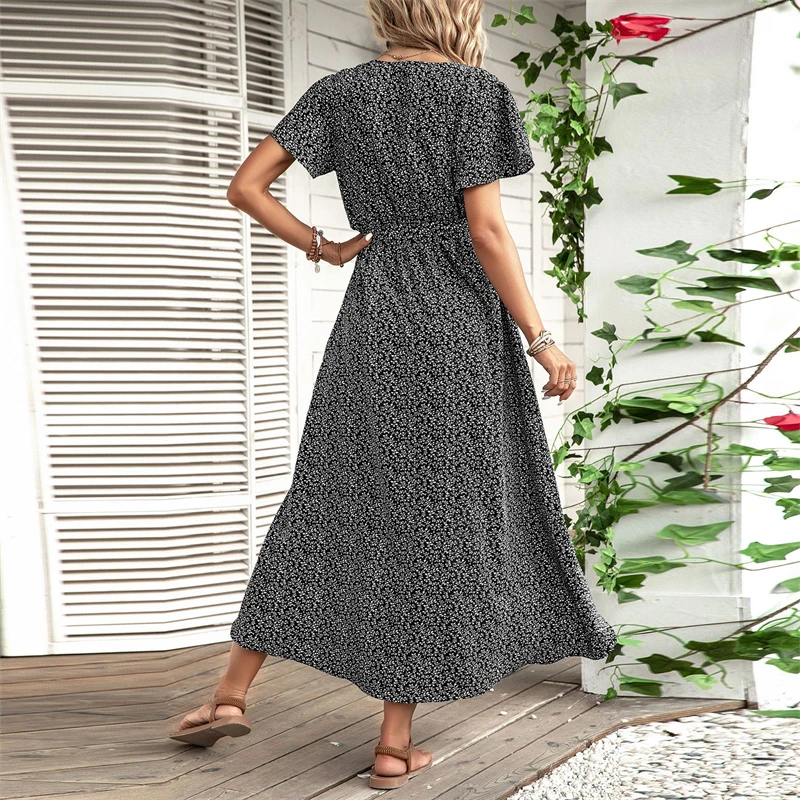 Женское длинное платье в винтажном стиле Элегантное трикотажное пляжное с