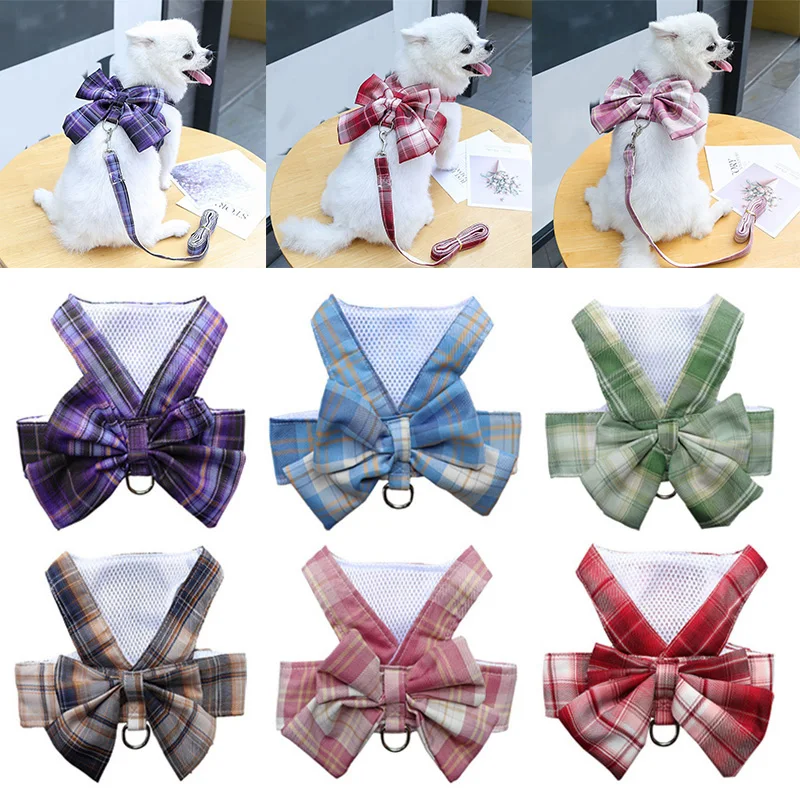 

Женское платье для кошек и собак на день рождения, обруч для домашних питомцев на свадьбу, жилет для собак, регулируемая тянущаяся клетчатая...