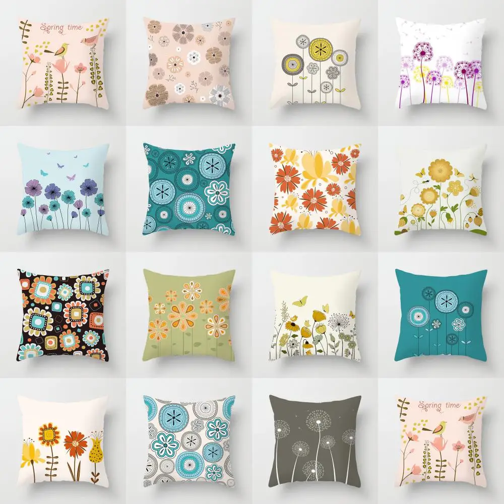 

Flower Pillow Cover Home Decor Sofa Outdoor Cushions Cover Throw Pillows Pillows for Living Room Hotel Garden Car Square Chair