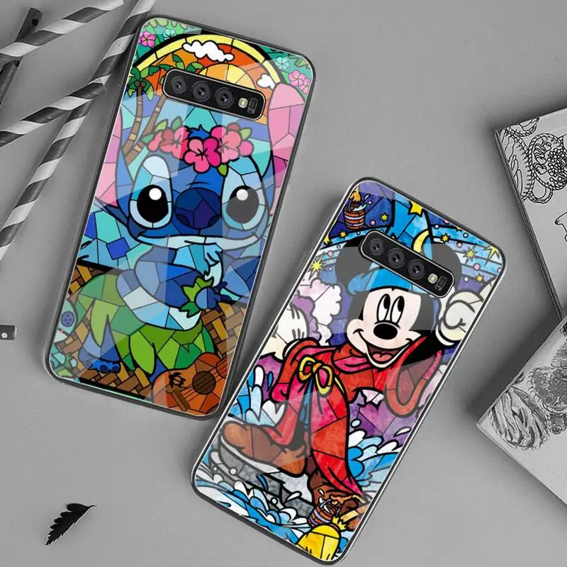 

Mickey Minnie Disney Stitch Princes Phone Case Tempered Glass For Samsung S20 Ultra S7 S8 S9 S10 Note 8 9 10 Pro Plus Cover