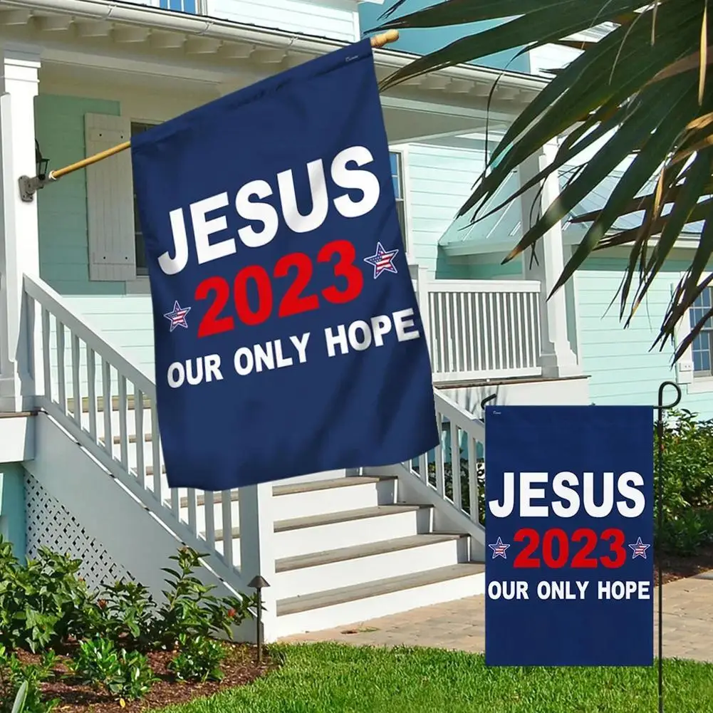 

2023 Иисус наша единственная надпись, строительный флаг, вертикальный двор, садовые флаги, Рождественское украшение, искусственное Внешнее у...