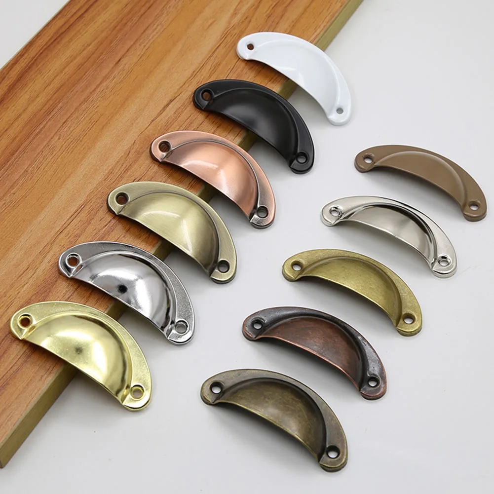 

12Pcs Shell Furniture Handles Cabinet Pulls Drawer Knobs Half Moon Kitchen Cupboard Wardrobe Door Handle Antique Hardware