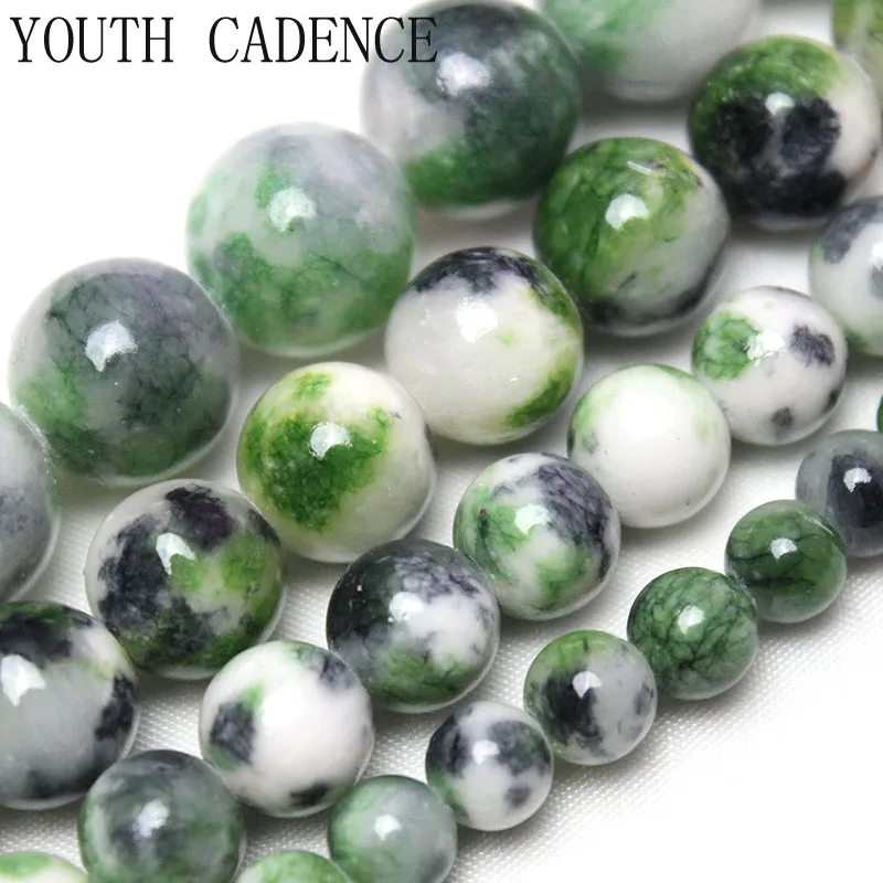 

Natural Stone Green Black Persian Jades Beads Round Loose Spacer Beads 15"Strand 6/8/10/12 MM For Jewelry Making DIY Bracelet