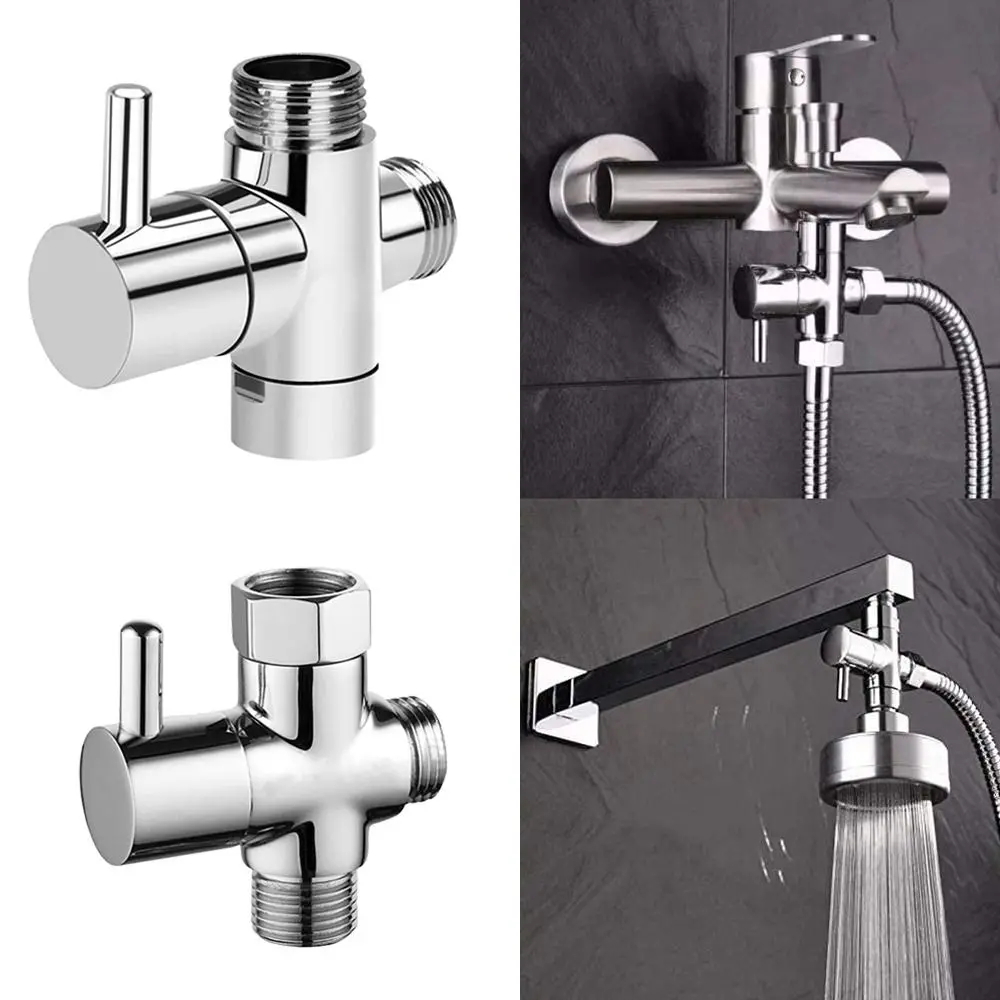 

Hand Held Showerhead Bathroom Accessories 3 Way Water Separator Shower Tee Adapter Diverter Valve Shower Arm Diverter