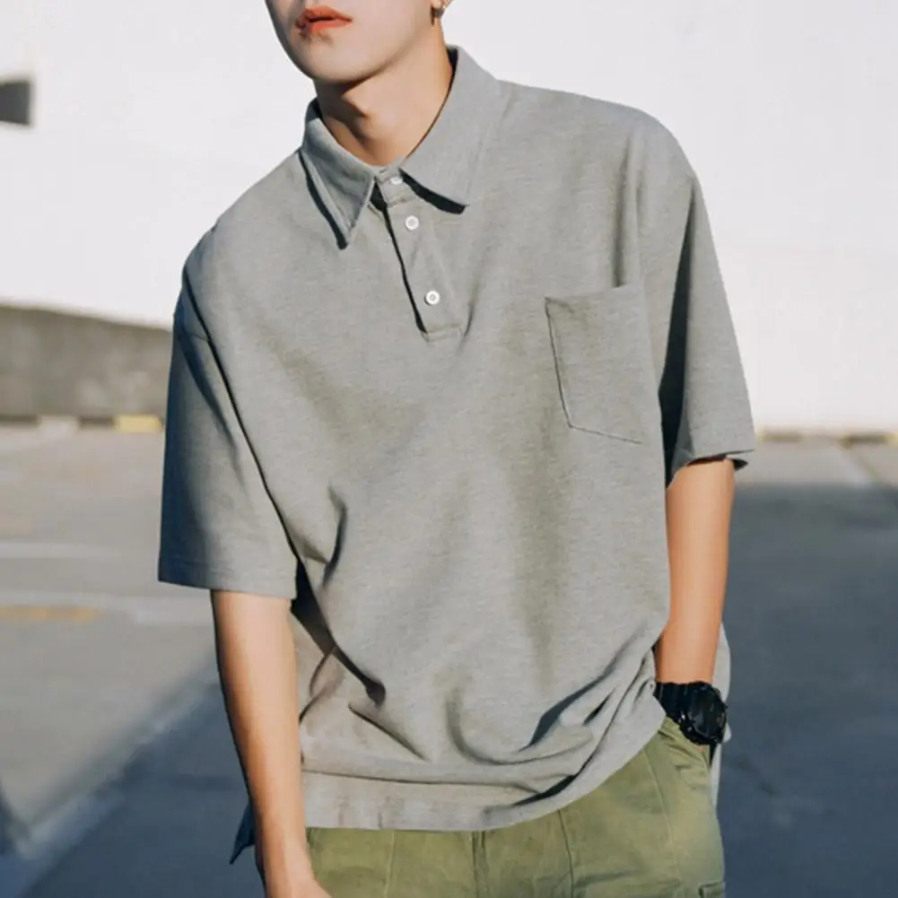 

Мужская Легкая Футболка-поло с пуговицами