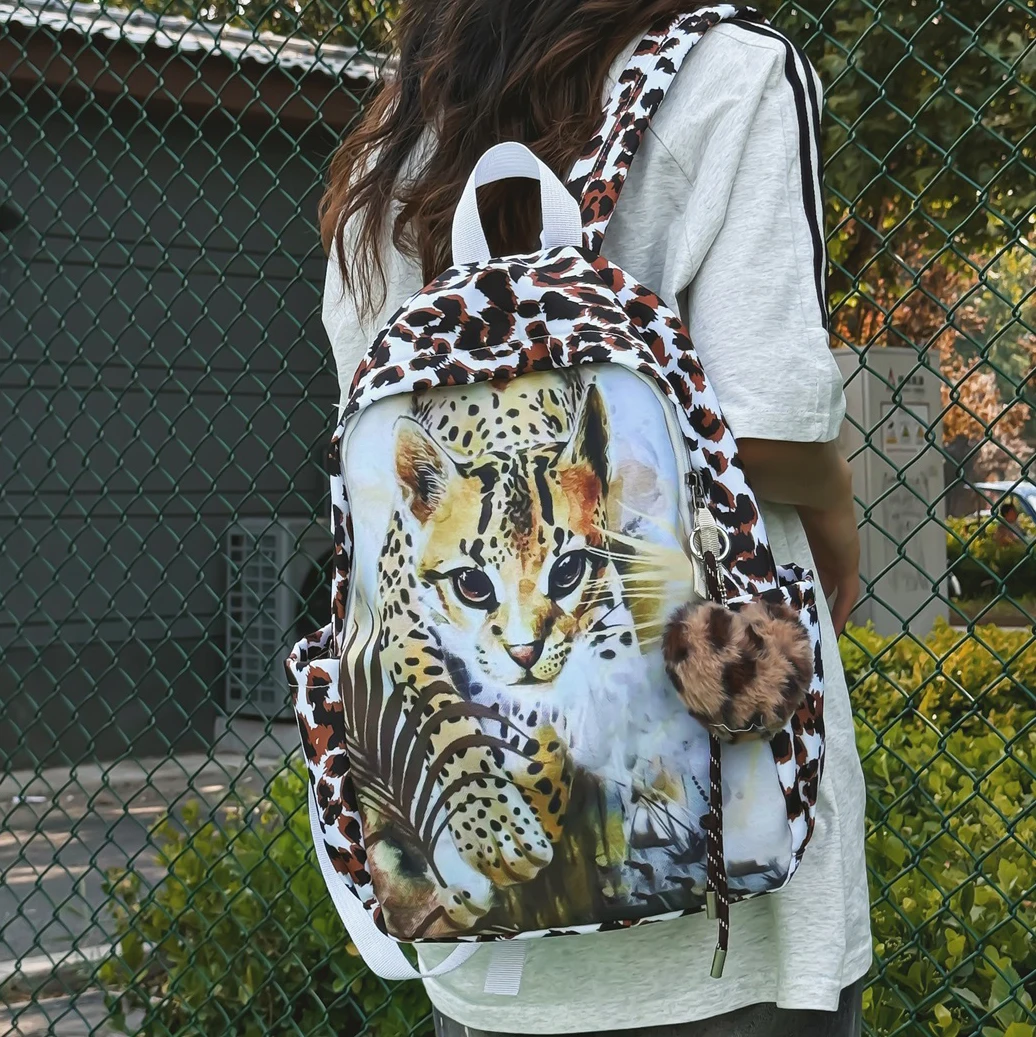 Фото Leopard Casual Backpack Fashion Animal Patterns School Bags Personality Leisure Or Travel Backpacks New In 2025 Cute School Bags №5