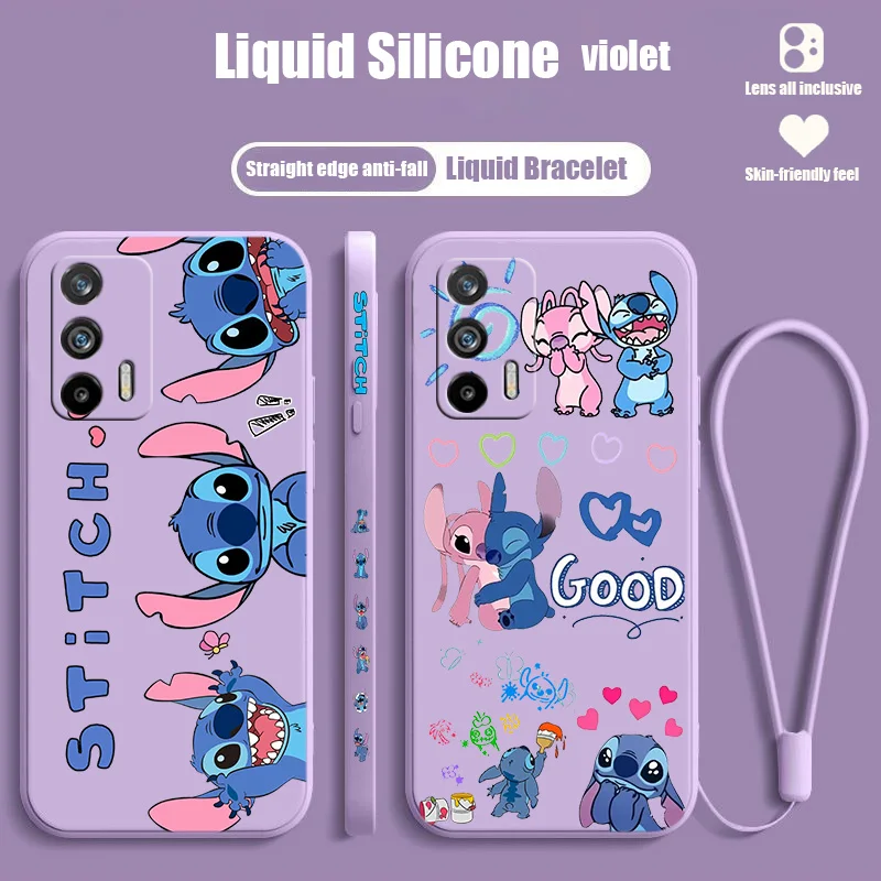 

Stitch Fashion Love Silicone Phone Case For OPPO Reno 8 7 SE Z 6 5 7 3 2 Lite Pro Plus Liquid Left Rope Funda Cover