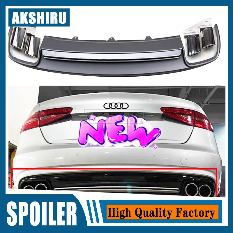 

PP Rear Bumper Lip Diffuser exhaust end pipe for Audi A4 B8 B8.5 Standard Bumper/Sline bumper 2009-2016 S4 Style