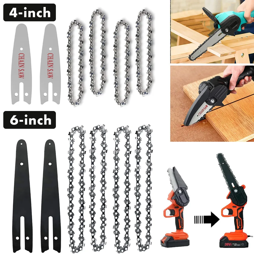 

Premium 4/6/8 "Hacksaw Chain Electric Chain Saw Blade Mini electric chain and guide board wood cutting accessories