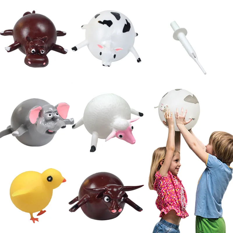 

TPR Novelty Children's Toys Blow Out The Funny Decompression Anxiety Water Balloon Squeeze Ball Inflatable Toys Blowing Animals