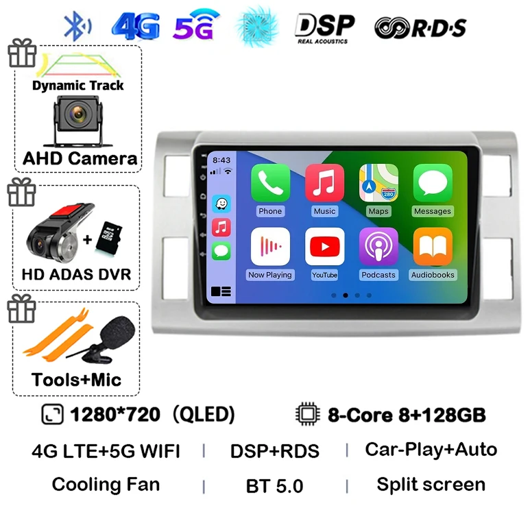 

Android 13 Carplay WIFI + 4G Автомобильное радио для Toyota Previa 3 III XR50 Estima 2006-2019 Мультимедийный плеер GPS 2din Стерео головное устройство