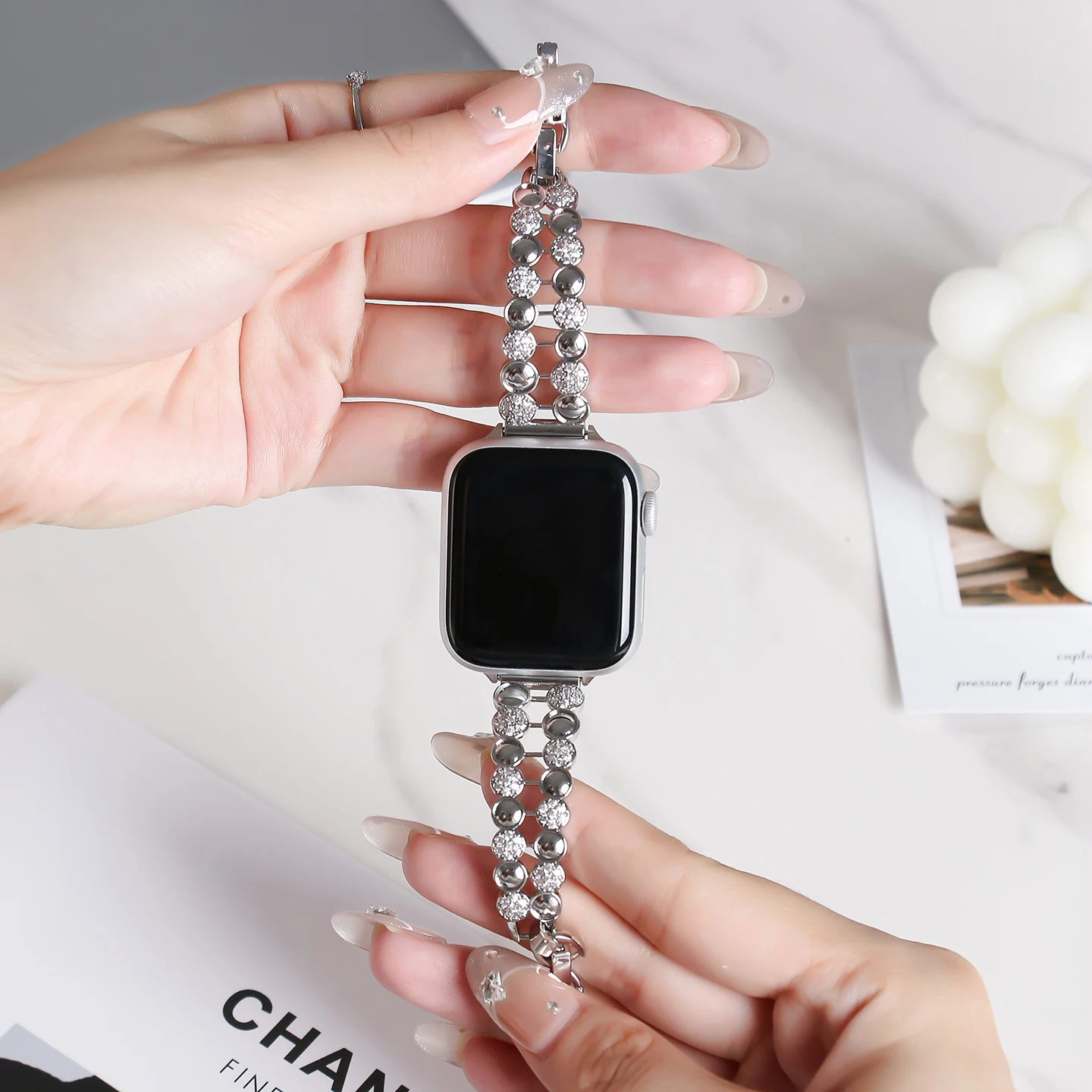 Фото Двухрядный браслет из круглых бусин для Apple Watch 38/40/41/42/44/45/49 мм, многоцветный, роскошный, для iWatch Ultra №3