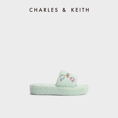 CHARLES&KEITH King of Glory Collaboration Collection Plush Sweetheart Platform Slippers CK1-80380074