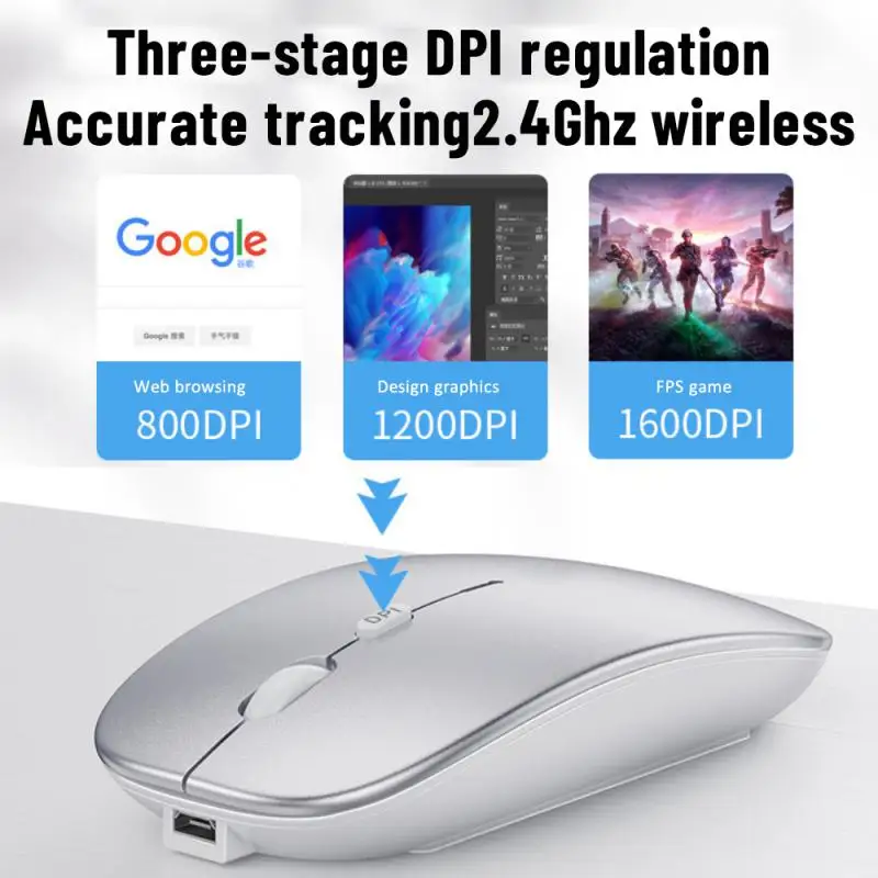 

New 1600dpi Wireless Mouse Slient Button Ultra Thin Mini Ultrathin USB 2.4G Mice Battery Version For Computer Laptop Computer