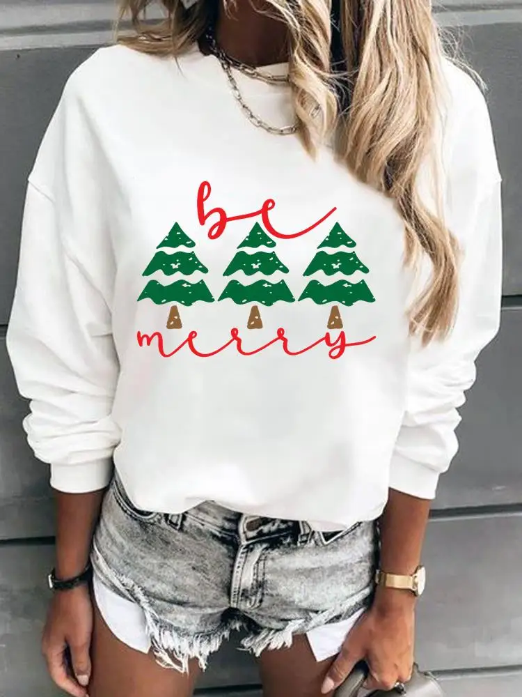 

Tree Letter Lovely Style Happy New Year Fashion Print Merry Christmas Graphic Sweatshirts Pullovers For Women Female Clothing