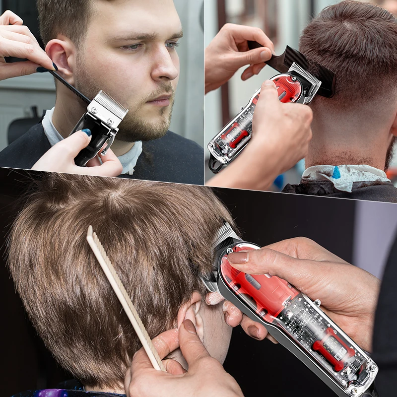 Transparent Electric Trimmer Men Beard Trimming Professional Clippers USB Rechargeable Machine Hair Cutting Shaving | Бытовая техника