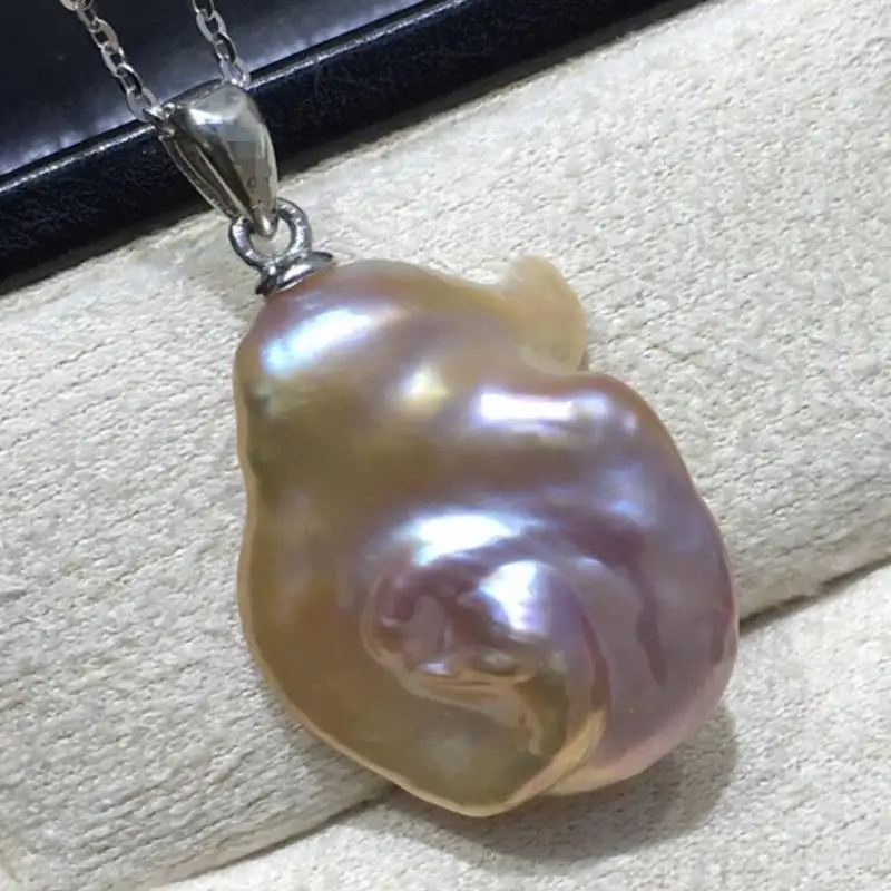 Огромный кулон из пресноводного жемчуга красочный жемчужный золотые бусины