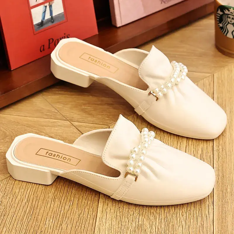 

Closed Toe Half Slippers Women's Summer Wear Internet Celebrity Chic Loafers Fashionable All-Matching Shoes Women's Sandals Ins