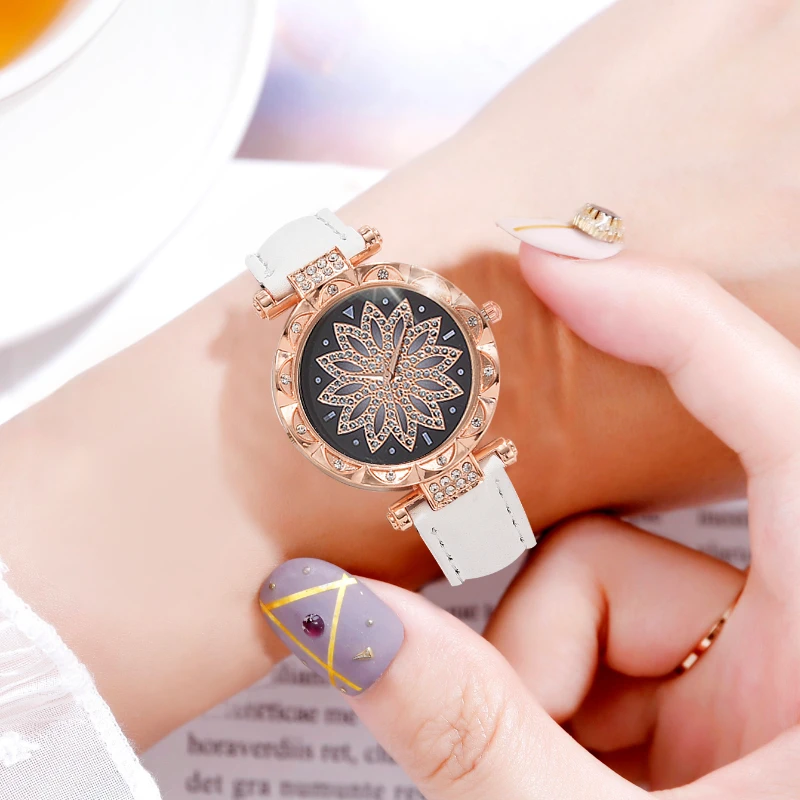 New 5pcs Set Watches Women Leather Band Ladies Watch Simple Casual Women Analog WristWatch Bracelet Gift Set Montre Femme