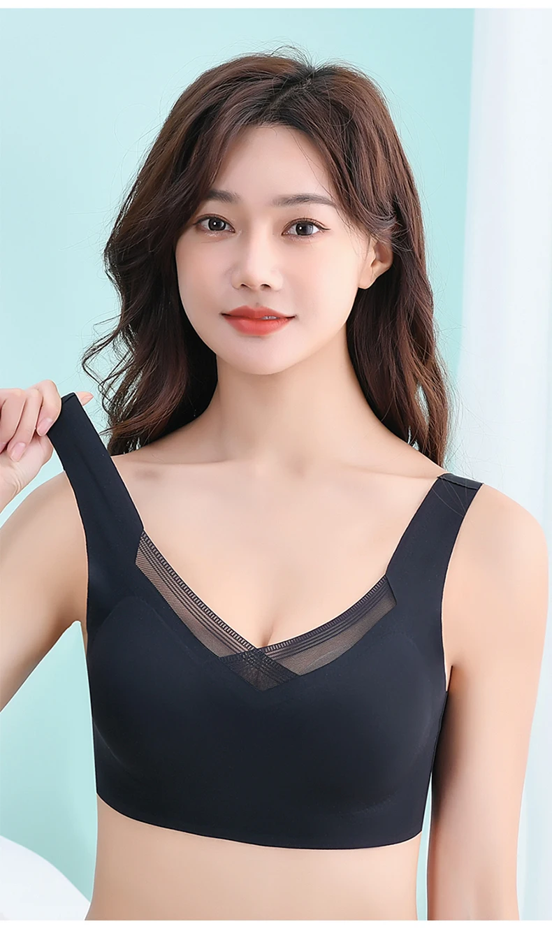 2PC Seamless Women's Bra Top No Steel Ring Underwear Gather Anti-Sagging Thin Vest Sports Running Shockproof Bra Linger