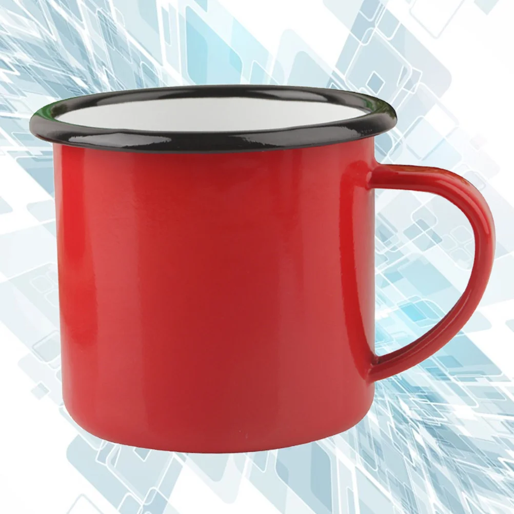 

Mug Cup Camping Enamel Coffee Ceramic Drinking Red Tin Travelcappuccino Water Mugs Retro