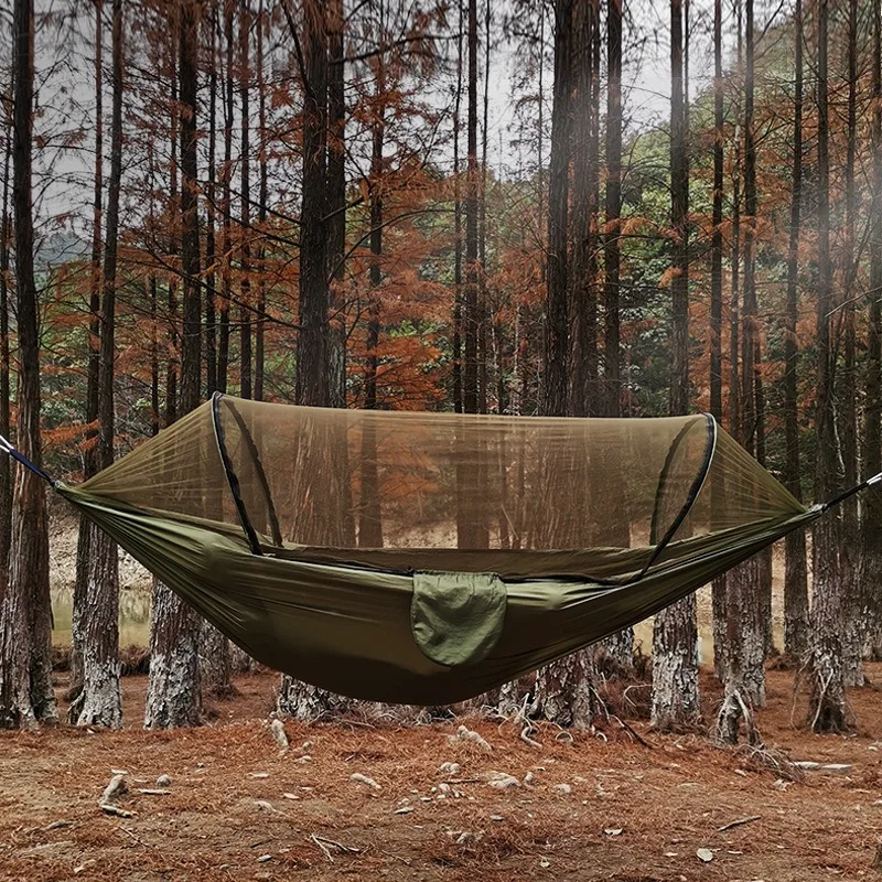 

Anti Mosquito Breathable Sleeping Hammock Outdoor Camping Nylon Hanging Hammocks Swing Anti Rollover Portable Tourist Hammock
