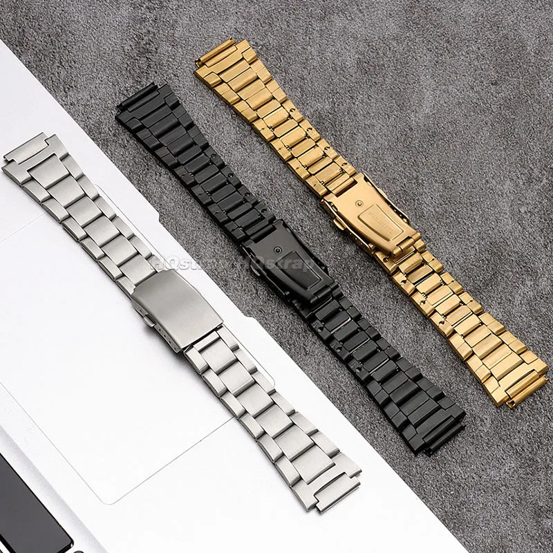 Фото Ремешок из нержавеющей стали для Casio F-108/W-218 F91W F84 W-800H SGW400 AE-1200/1300, 18 мм, металлический ремешок для часов, браслет со складной пряжкой №5