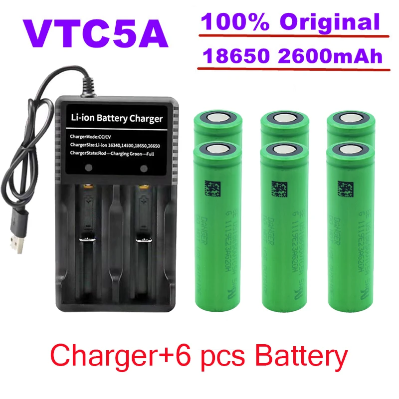 Литий-ионный аккумулятор высокой емкости VTC5A 18650 2600 мАч