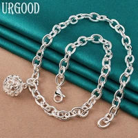 925 sterling silver 18 inches charm openwork ball necklace for women party engagement wedding fashion jewelry