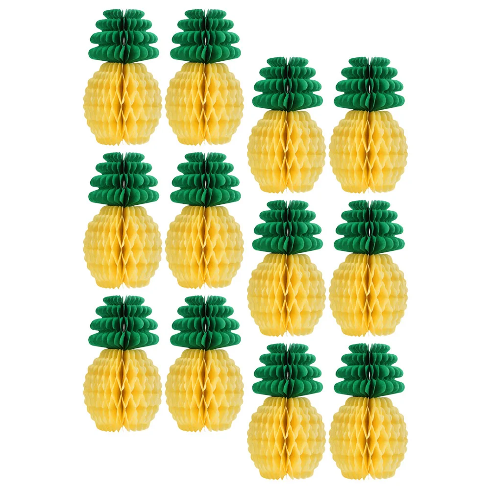 

12pcs Ornamental Pineapple Paper Pendant Unique Home Decoration Ball Decor Hawaiian Party Supply