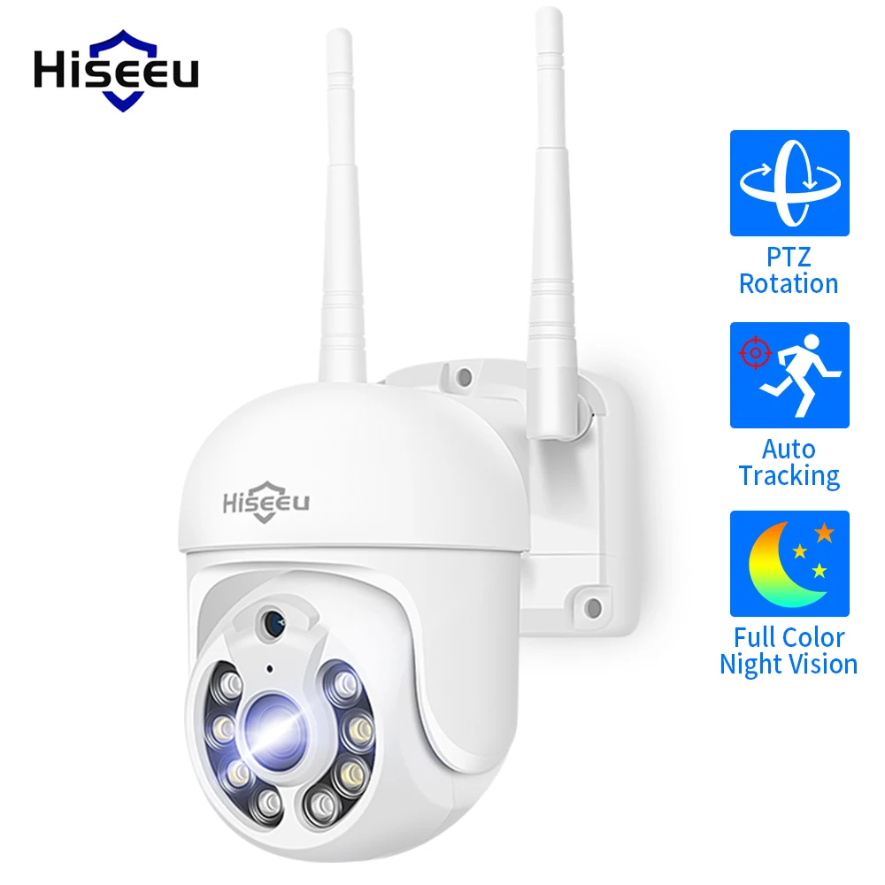 

Hiseeu 3MP WIFI Camera Outdoor 5X Digitial Zoom PTZ IP Audio P2P CCTV Surveillance Camera Auto tracking AI Human Detect