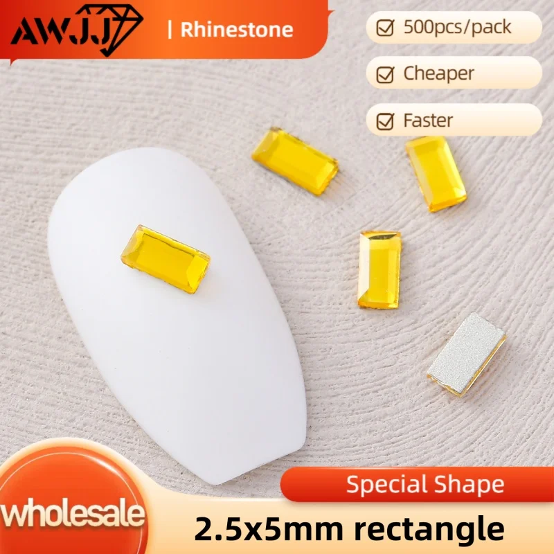 Фото Оптовая продажа AWJJ 500 шт. 2,5x5 мм прямоугольный маджонг Фэнтези самоклеящиеся стразы для дизайна ногтей: поиск роскоши и долговечности №2